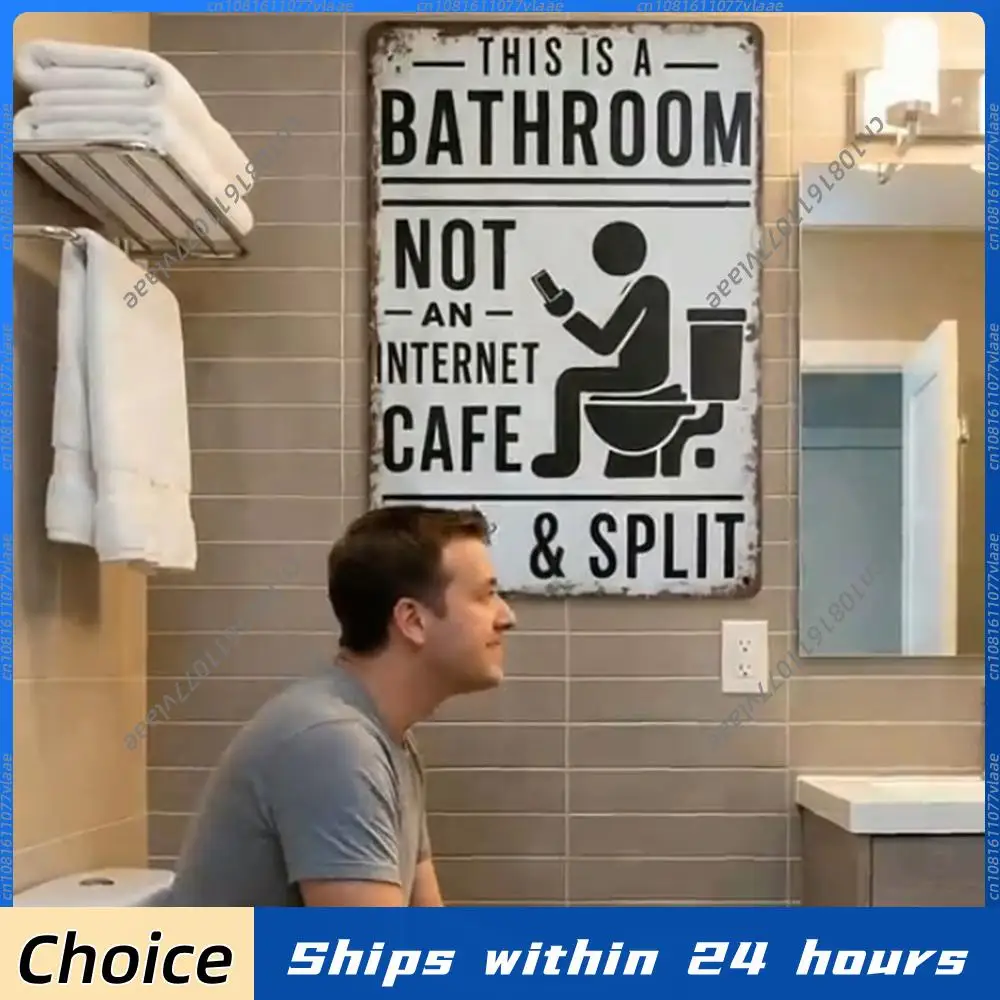 Vintage Metal Tin Sign This Is A Bathroom Not An Internet Cafe Metal Wall Art Sign Decor for Home Washroom Bathroom Gift