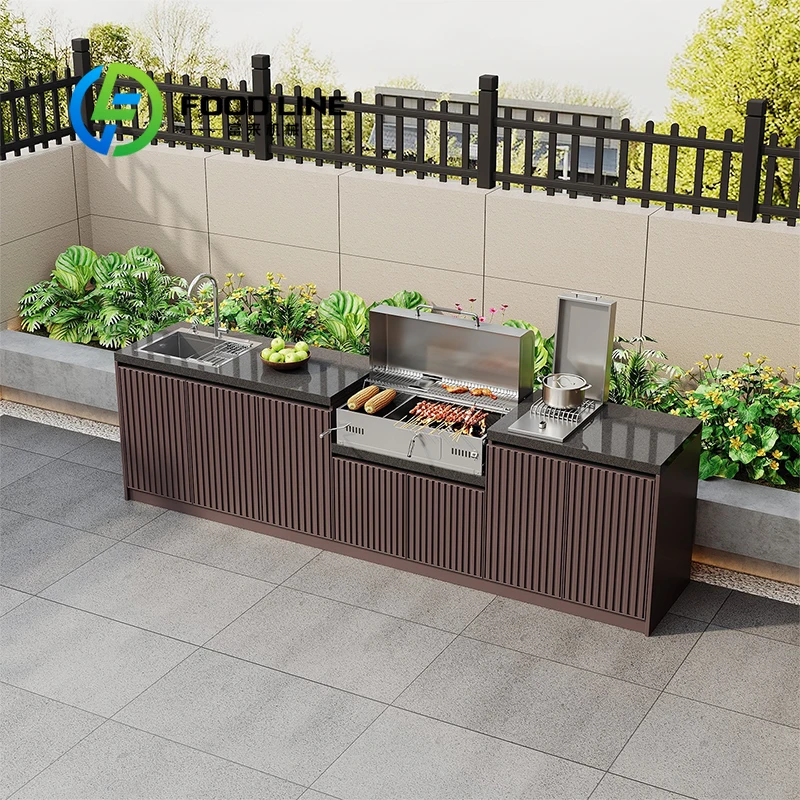 Modern Natural Stone Outdoor Sink With Marble Basin For Villa Garden Kitchen Prep Station & BBQ Counter Customize