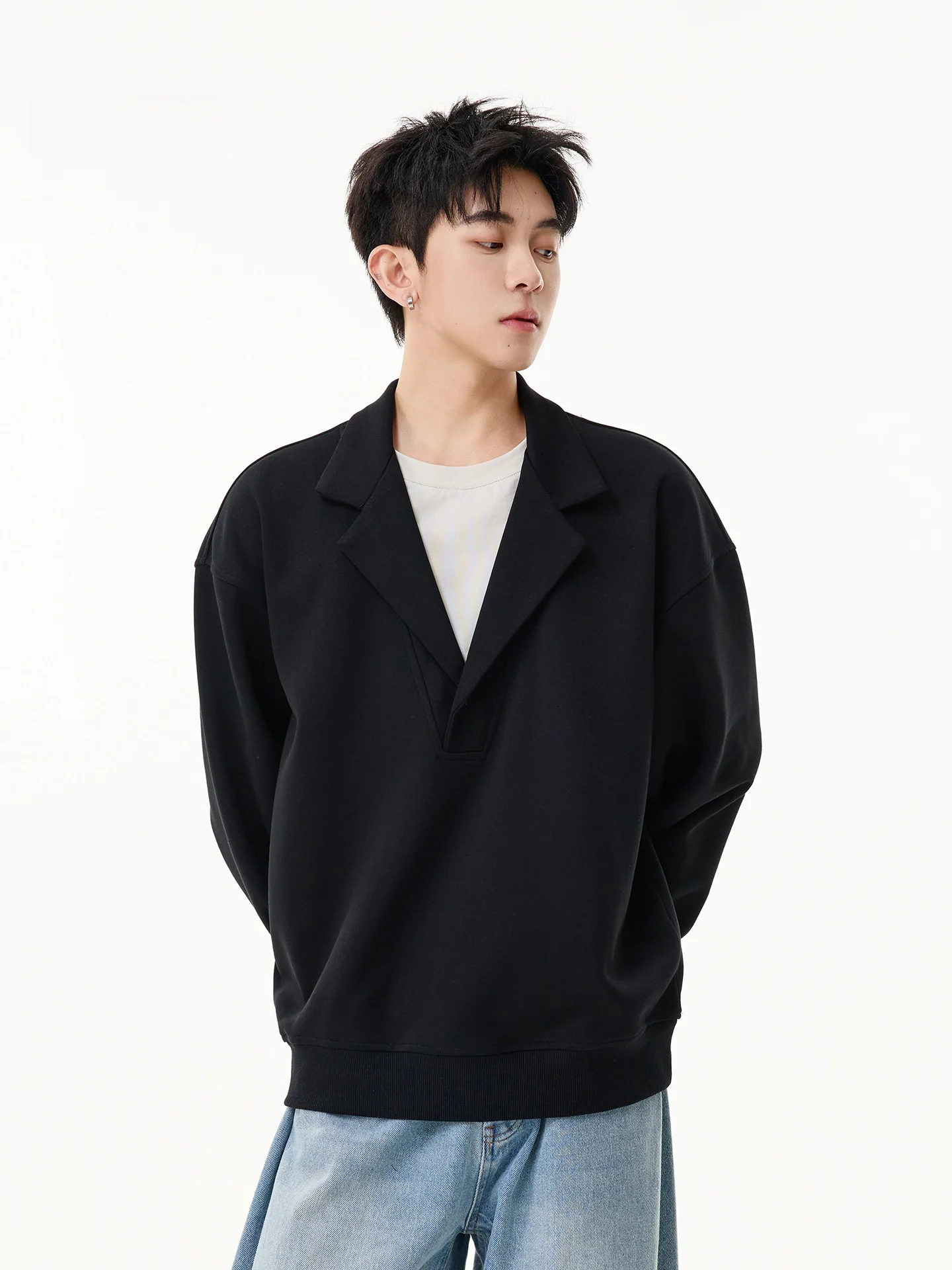 

American Sle Heavyweight Patchwork Fake Two-Piece Hoodie Men's Faion Brand High-End Feeling Haome Color Blo Overhead...