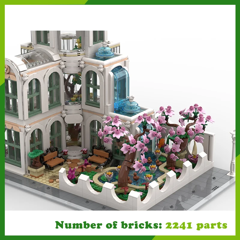 Giardino botanico MOC Building Blocks Architettura urbana Paesaggio Modello Mattoni fai da te Assemblaggio creativo Giocattoli Regalo di Natale 2241 pezzi