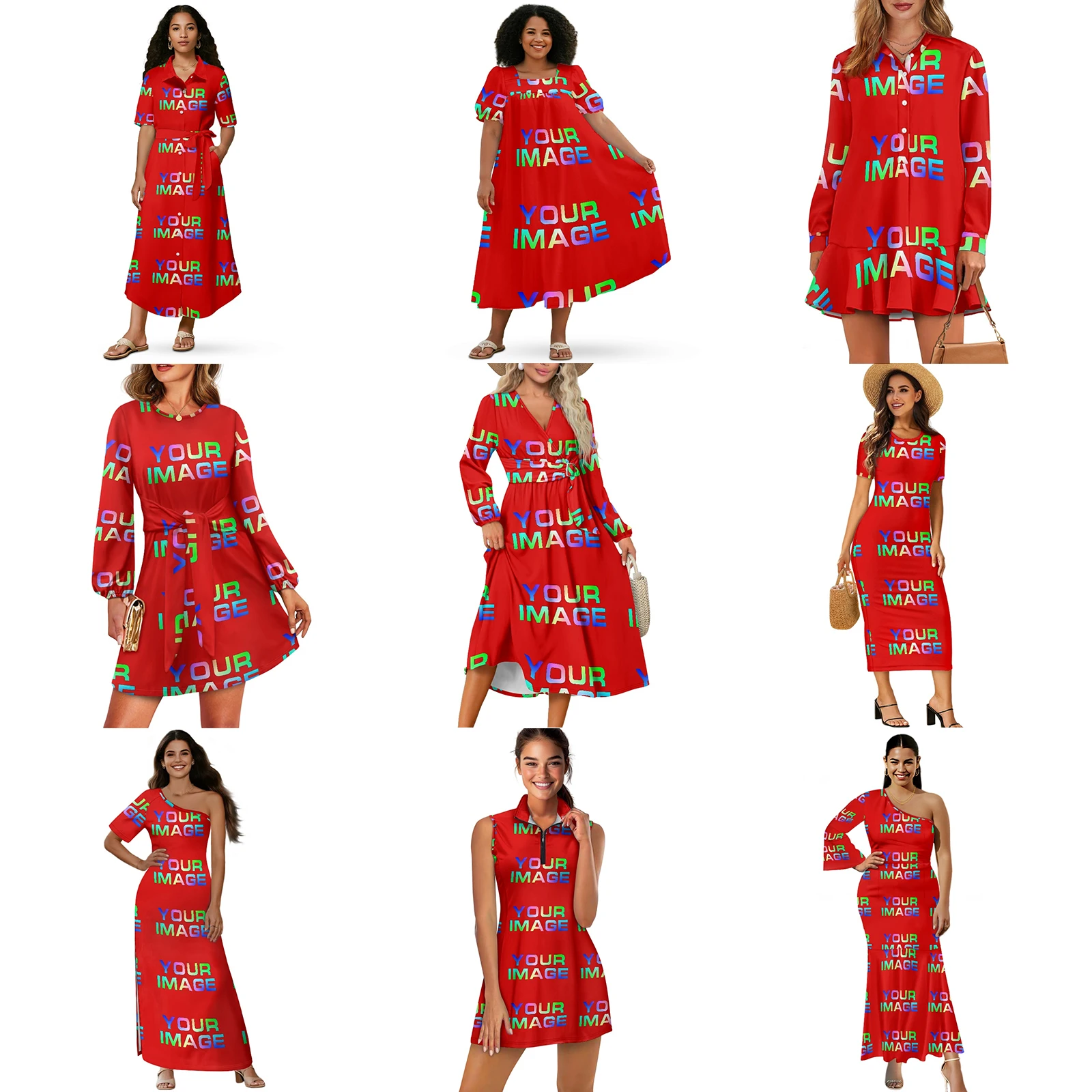 Abito personalizzato Stampa su richiesta Party Golf Girls Cartoon Immagine Design Donna Senza maniche Aderente Personalizzato Dropshipping fai da te