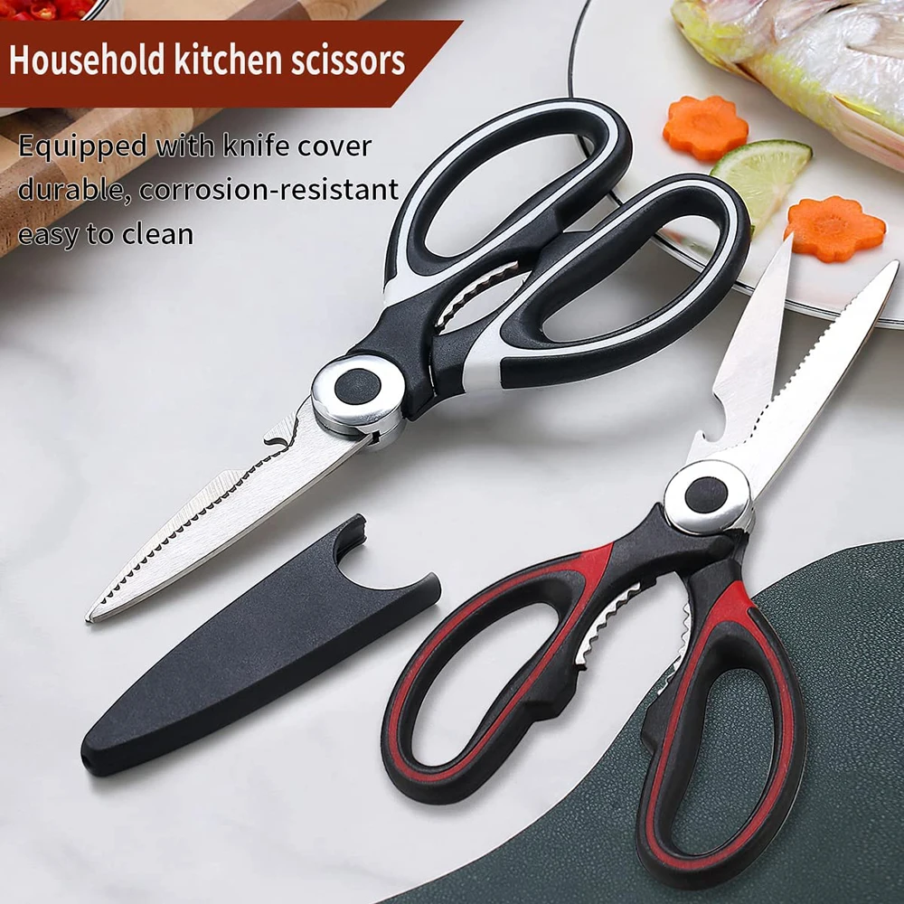 Sharp Kitchen Shears Kitchen Scissors With Cover Heavy Duty Stainless Steel Multipurpose Scissors For Chicken Poultry Fish Meat