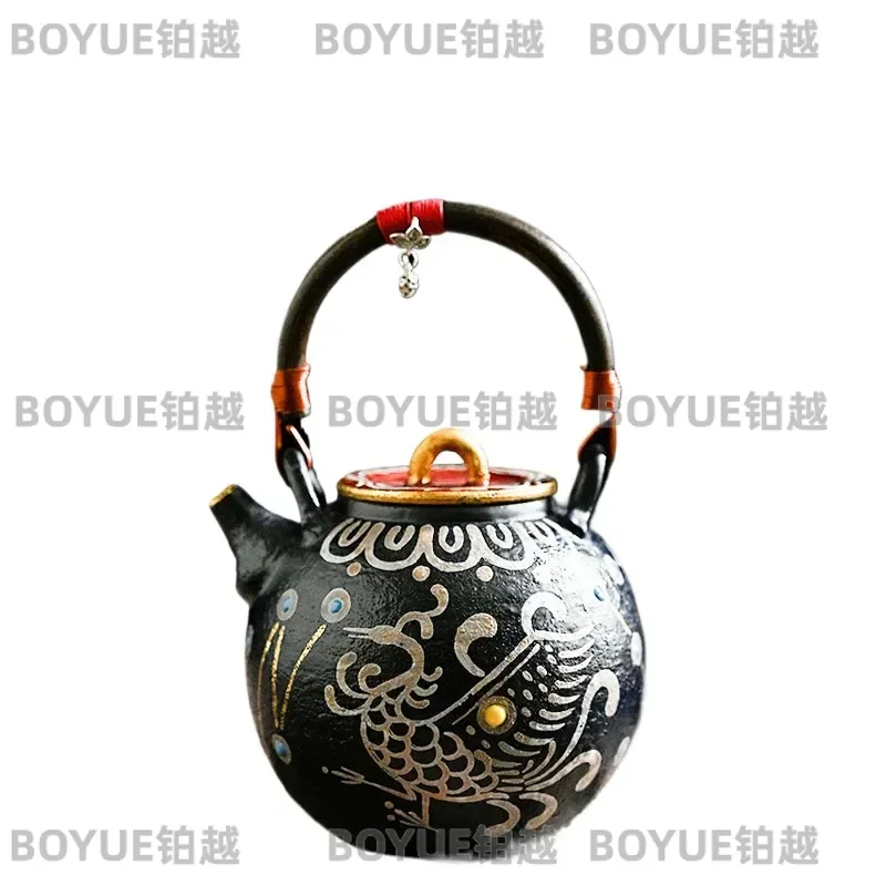Hand Painted Ceramic Teapot Gilt Big Dipper Seven Star Pattern Retro Kung Fu Tea Set Single Pot High End Brewing Ware