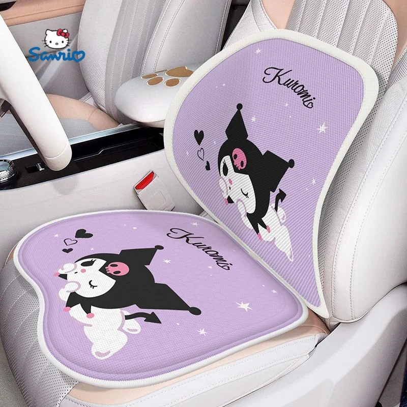 Sanrio Hellokitty Car Ice Silk Cushion Cute Melody Kuromi Gel Seat Cushion Main Driver'S Seat Waist Pad Ladies Car Accessories