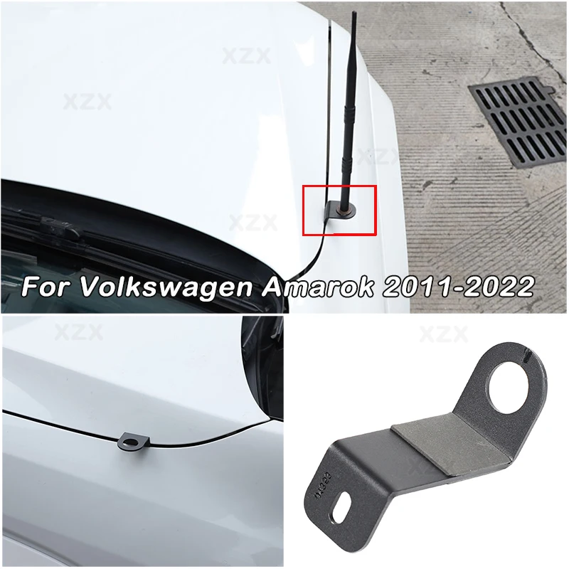 Carbon Steel Black Car Antenna FM AM Radio Mount Holder For Car Front Fender Hood latch For Volkswagen Amarok 2011‑2022