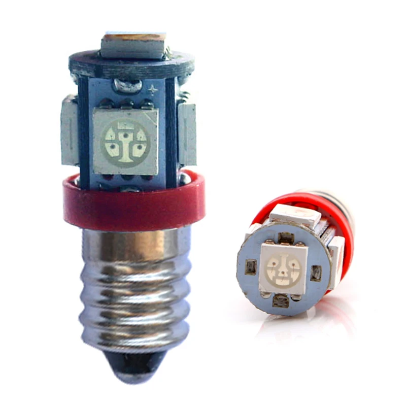 20pcs 6.3V 24V 12V E10 Car LED Threaded Bulbs Warning Signal Indicator Light Auto Screw Lamp 5050 5SMD Warm White Red Green Blue