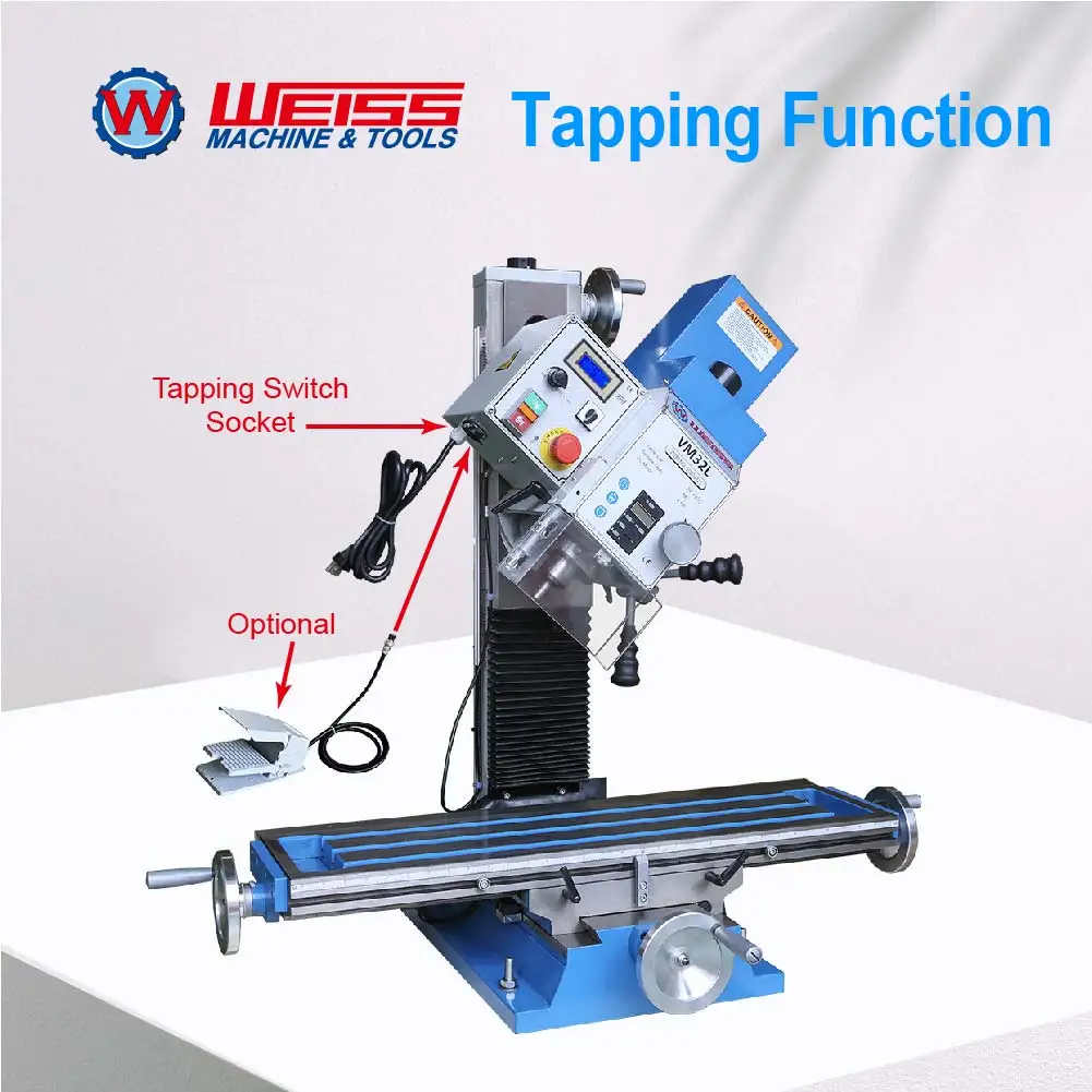 ماكينة طحن WEISS VM32L ماكينة حفر طحن متغيرة 100-2250 دورة في الدقيقة 1500 وات مثقاب مطحنة بدون فرش