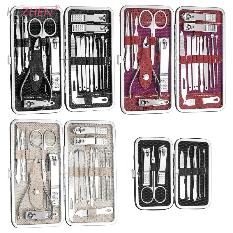 8/19Pc/set Home Nail Clipper Set Large Dead Skin Pliers Diagonal Small Eyebrow Clipper With Leather Sleeve For Personal Grooming
