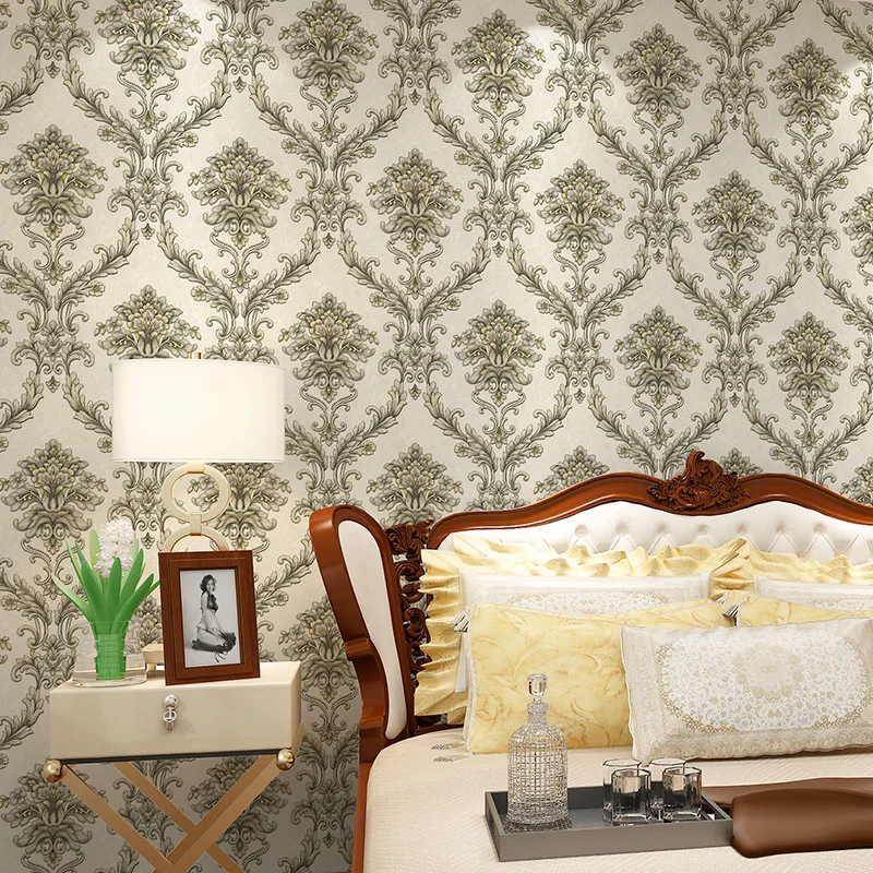 Palace White 3D Embossed European Style Waterproof Wallpaper for Bedroom Living Room Dining Room Hotel Background Wall