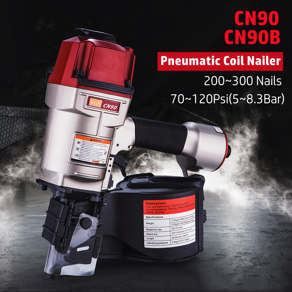 CN90 CN90B เล็บนิวเมติก Rolling ปืนเล็บปืนยิงปืนไม้ถาดไม้กล่องไม้พาเลทไม้กรอบ Air Coil Nailer เล็บปืน