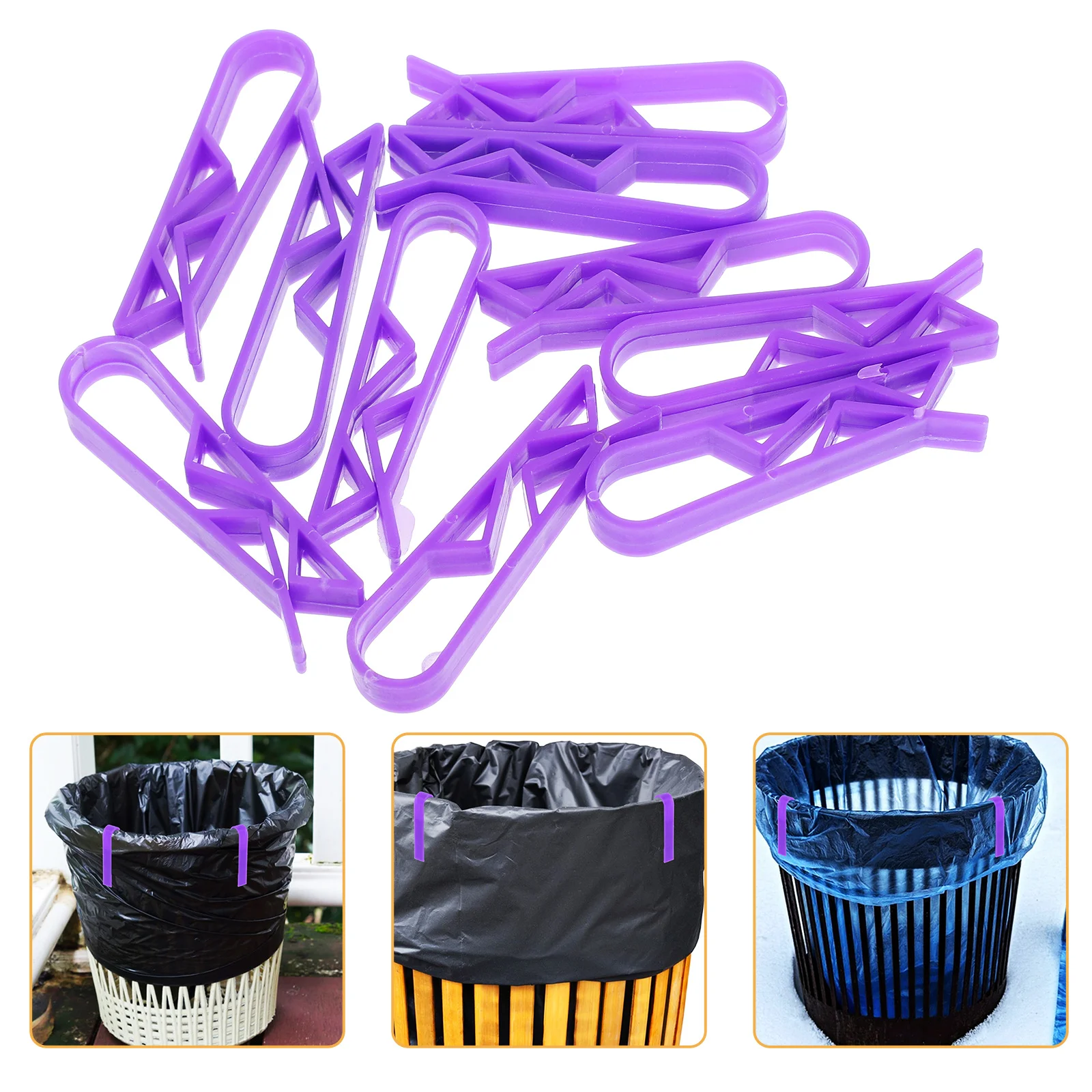 

10pcs Garbage Bag Clips Plastic Trash Can Clamps Fixation For Kitchen Office Basket Smooth Edge No Scratch
