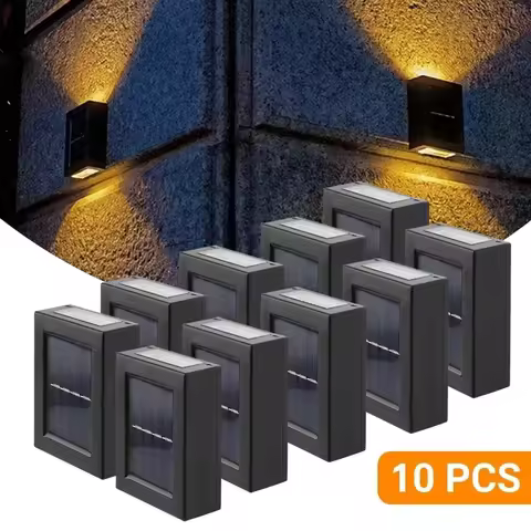 Outdoor Solar 2 LED Deck Lights Path Garden Patio Pathway Step Fence Lamp Solar Wall Lights for Deck Patio Stairs Yard