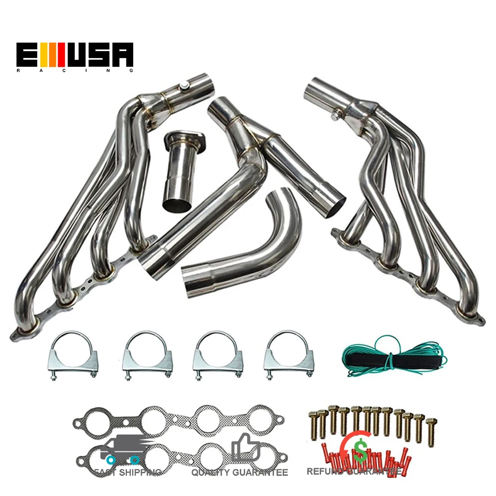 Emusa Exhaust Manifold Header Y-Pipe Fit For 1999-2006 Chevy/GMC GMT 800 Silverado/Sierra 1500 4.8L/5.3L/6.0L