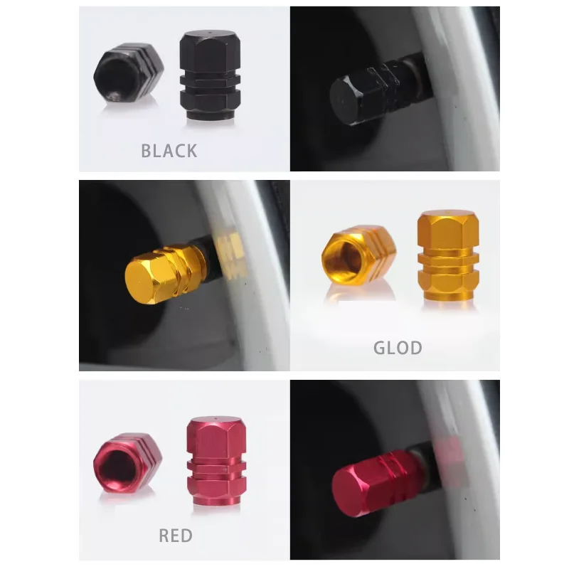 4Pcs Car Tire Valve Stems Cap Simple Style Tire Valve Cap Aluminum Tire Wheel Stem Air Valve Cap car Universal accessories