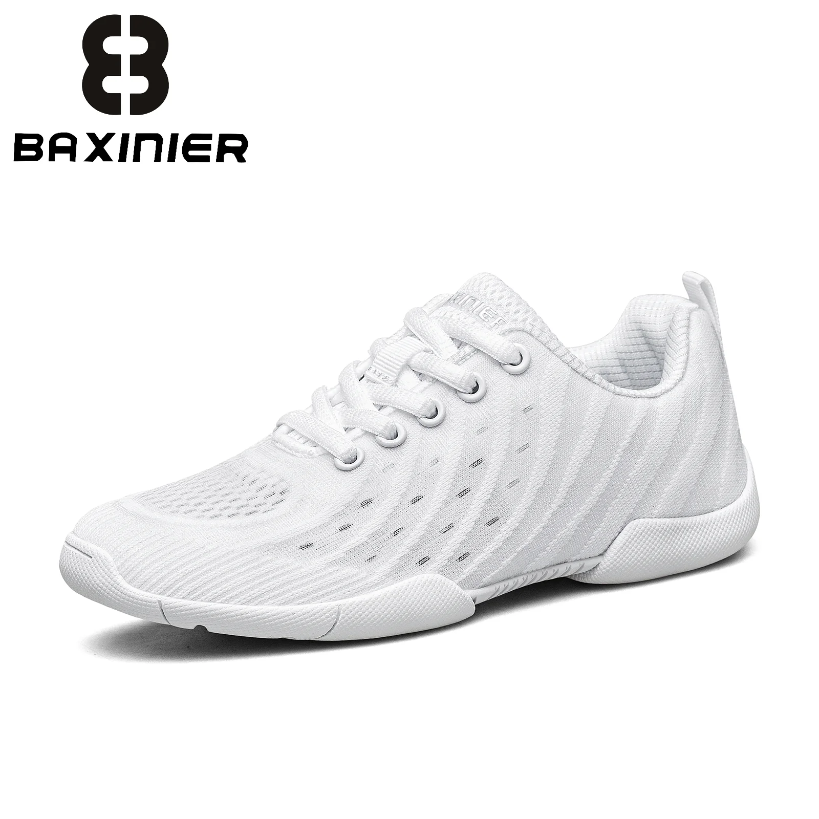 BAXINIER Youth Girls White Lightweight Comfortable Dance Shoes with Excellent Grip for Cheerleading, Tennis and Daily Walking