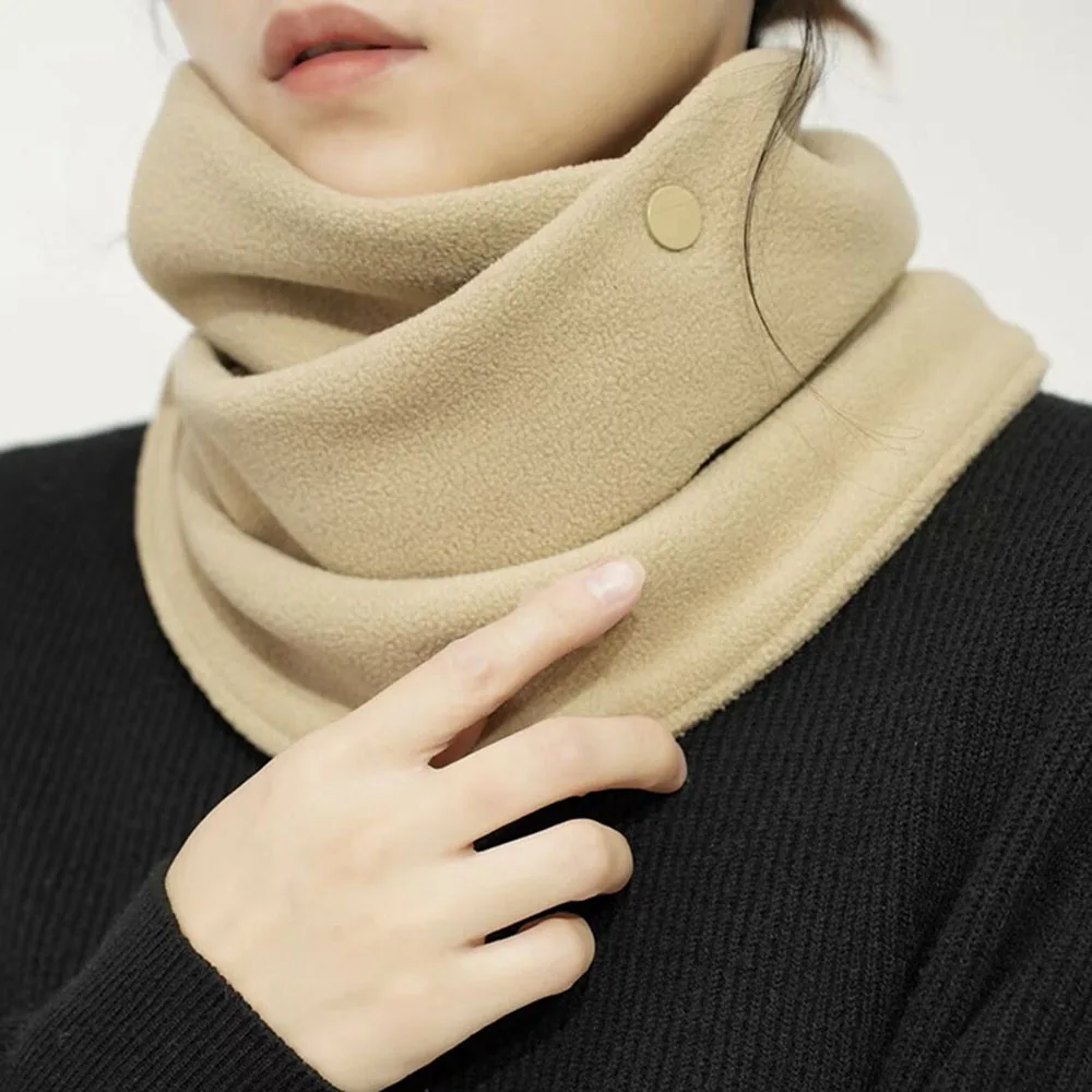 2023 New Winter Fleece Neck Scarf With Snap Buttons Windproof Scarf Pipe For Men Multi-use Plush Shawl Woman Neck Warmer Cover