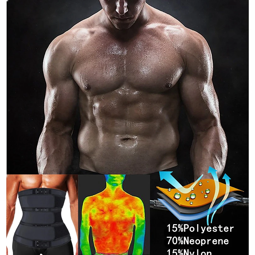 Waist Trainer Corset for Men Workout Sauna Sweat Belly Trimmer Belt Sports Compression Body Shaper Girdle Fitness Weight Loss