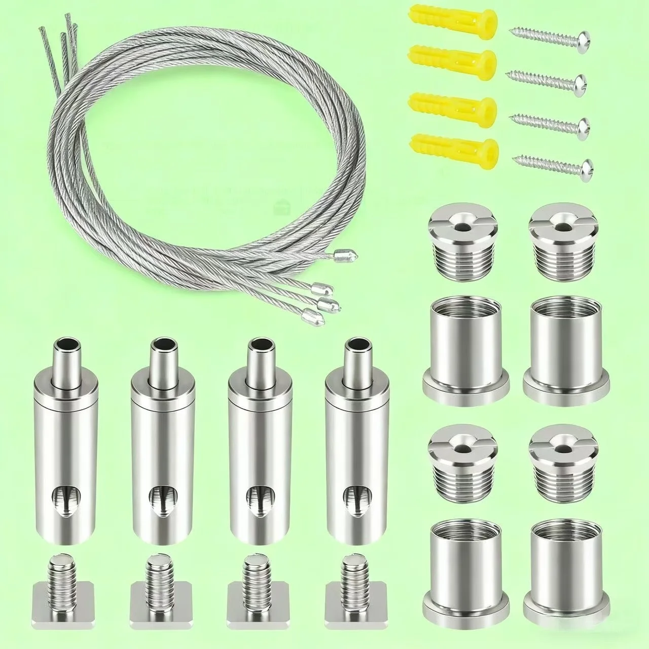2/4/8 Sets Wire Cable Hanging System Kit, Aquarium Light Hanging Kit, Adjustable Wire Rope for Linear Light, Pendant, Pendant
