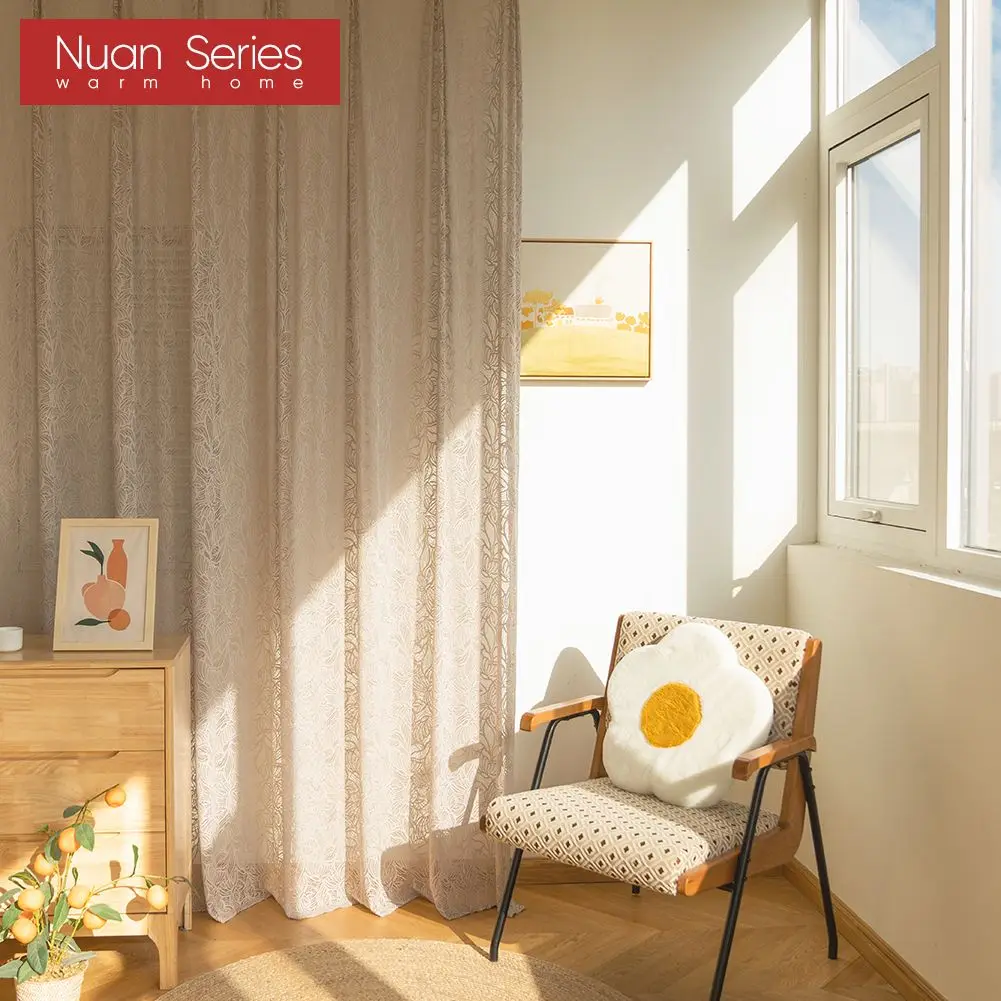 Luxury Curtain Sheer For Living Room Bedroom Lace White/Brown Embroidered Window Screen Kitchen Thick Tulle Drapes