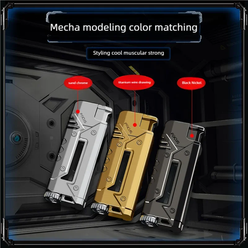 Creative high-value metal lighter, personalized and trendy, cool scrolling light lighter, blue straight jet lighter