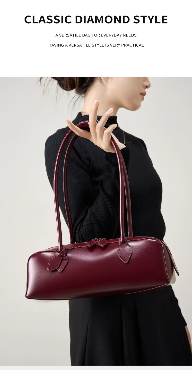 2026 Koreanische Luxus-Tasche Vintage Lange Schultertasche Handtaschen Damen Unterarmtasche Einkaufstasche Echtledertasche Damenhandtasche – Detail 6