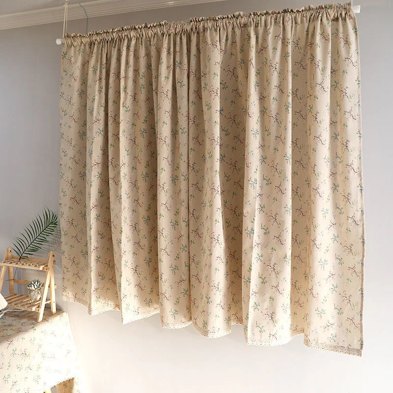 70*150 Korean Red Floral Short Curtains Japanese Rural Linen Flowers Half Curtains for Kitchen Partition Door #A053