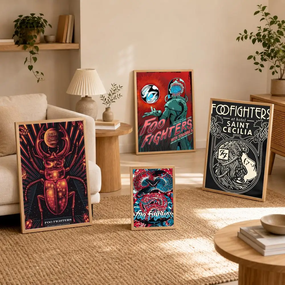 Foo F-Fighters Band Poster Stickers Mural Painting Self-Adhesive Wall Art Decals for Bedroom Living Room Home Decor Gift