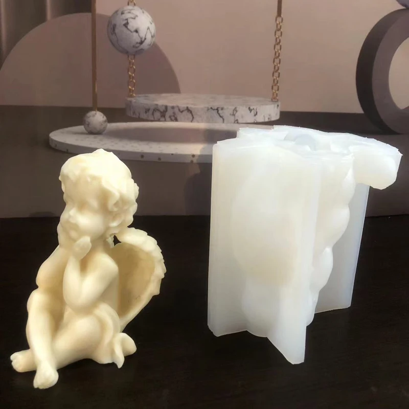 3D Large Angel Silicone Molds Cute Angel Wings Baby Portrait Candle Resin Crafts Plaster Mold DIY Soap Ice Cube Baking Tool