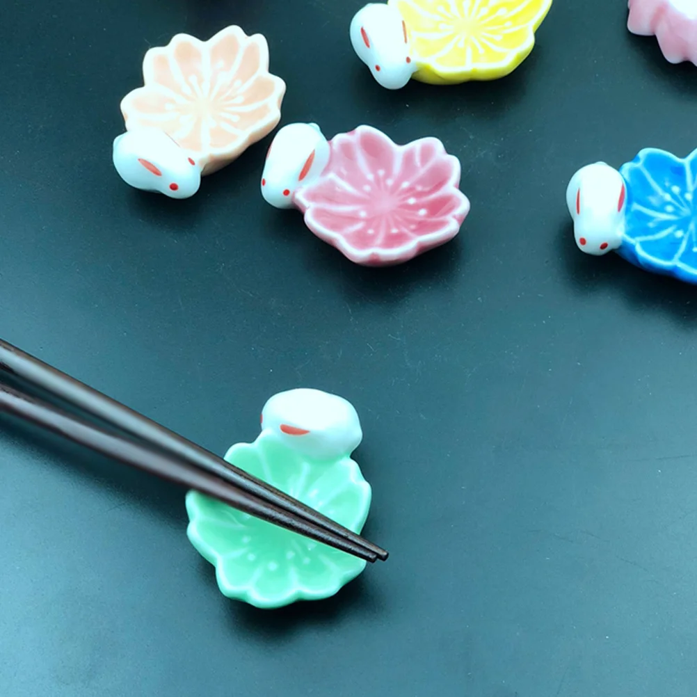 

5 Pcs Chopstick Blossom Ceramic Holder Chopsticks Stand Chinese Style Storage Rack Rest Cute