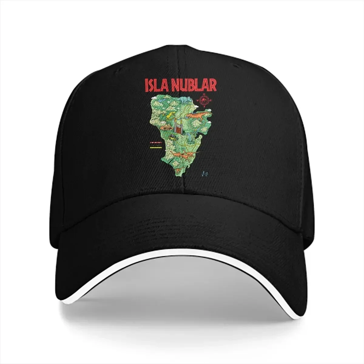 Pure Color Dad Hats Isla Nublar Retro Tropical Dinosaur Map Casual Hat Sun Visor Caps  JP Movie Peaked Cap