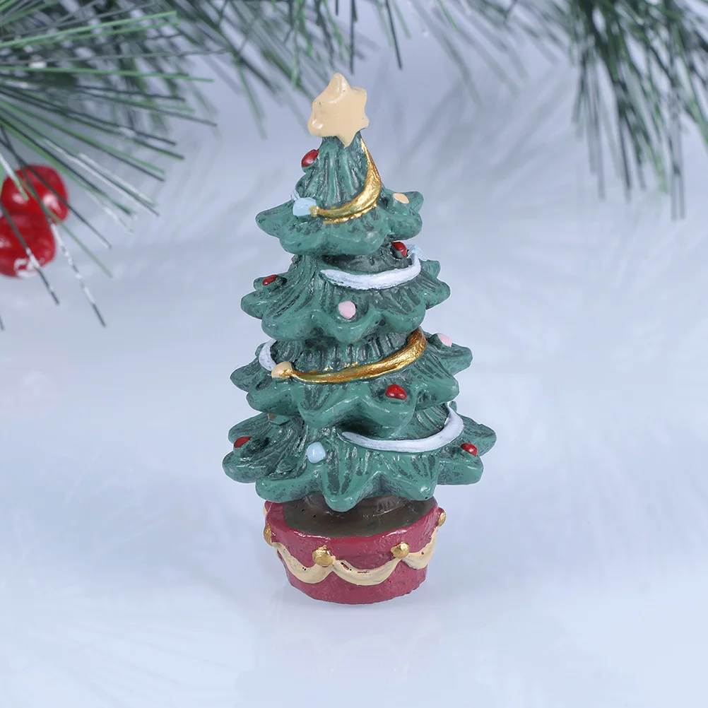 

2Pcs Xmas Resin Ornament Mini Christmas Tree Craft Desktop Decoration Eco Friendly Xmas Tree Decor Christmas Resin Ornament