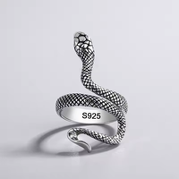 Retro Thai Silver Winding Snake Shape 925 Sterling Silver Jewelry Personality Domineering Animal Exquisite Opening Rings R295