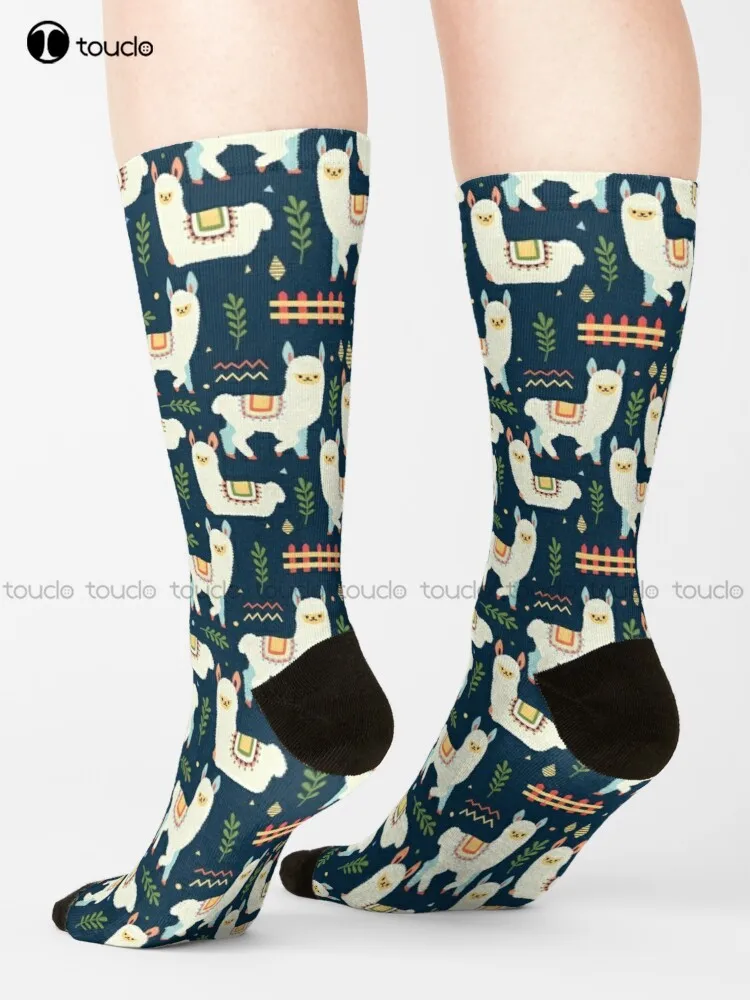 Cute Alpaca Pattern Socks Slipper Socks Cartoon Comfortable Best Girls Sports Street Skateboard Socks 360° Digital Print Retro