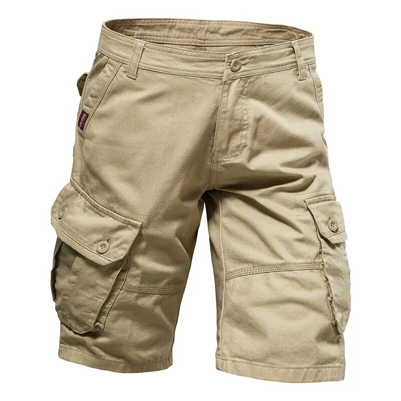 Summer New Men's  Color Multi-Pocket Workwear Five-Quarter Casual Straight Leg Pants Large Size Fashionable Loose Fit
