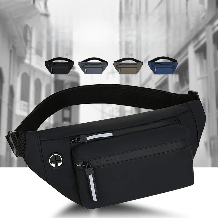 PU leather men's chest bag, waterproof multi-functional portable sports crossbody bag, mobile phone waist bag