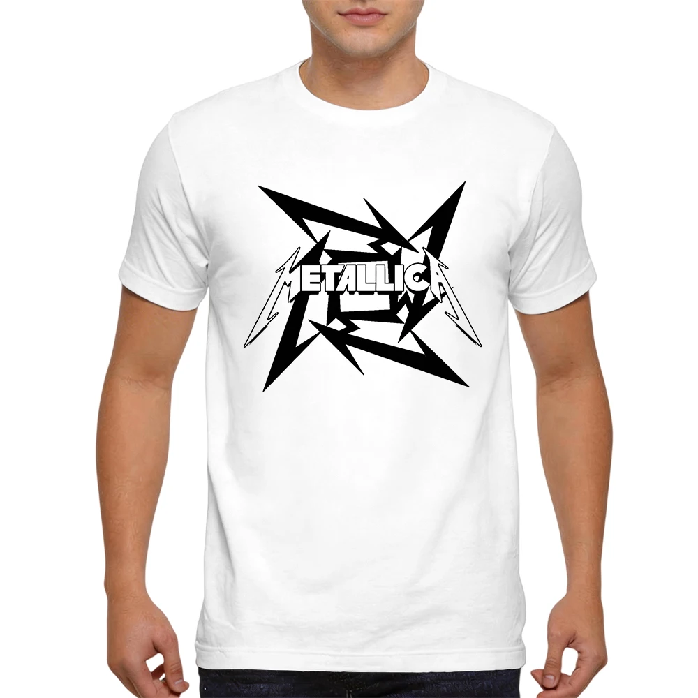 Mens 100% Cotton T Shirt Heavy Metal Rock Sharp Angular Letter Print Casual Breathable Vintage Short Sleeve Daily Wear