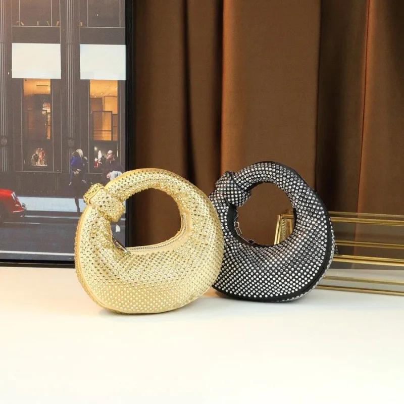 

Новая сумка-пельмень, полностью усыпанная стразами, французская вечерняя сумка, повседневная и универсальная сумка, модная сумка с эффектом водных бриллиантов