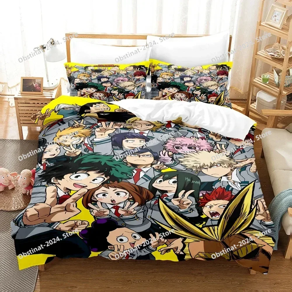 2014 My hero academia Bedding Set Printed Bed Set With Pillowcase Duvet Cover Soft Single Double Queen Super King Size Bedroom