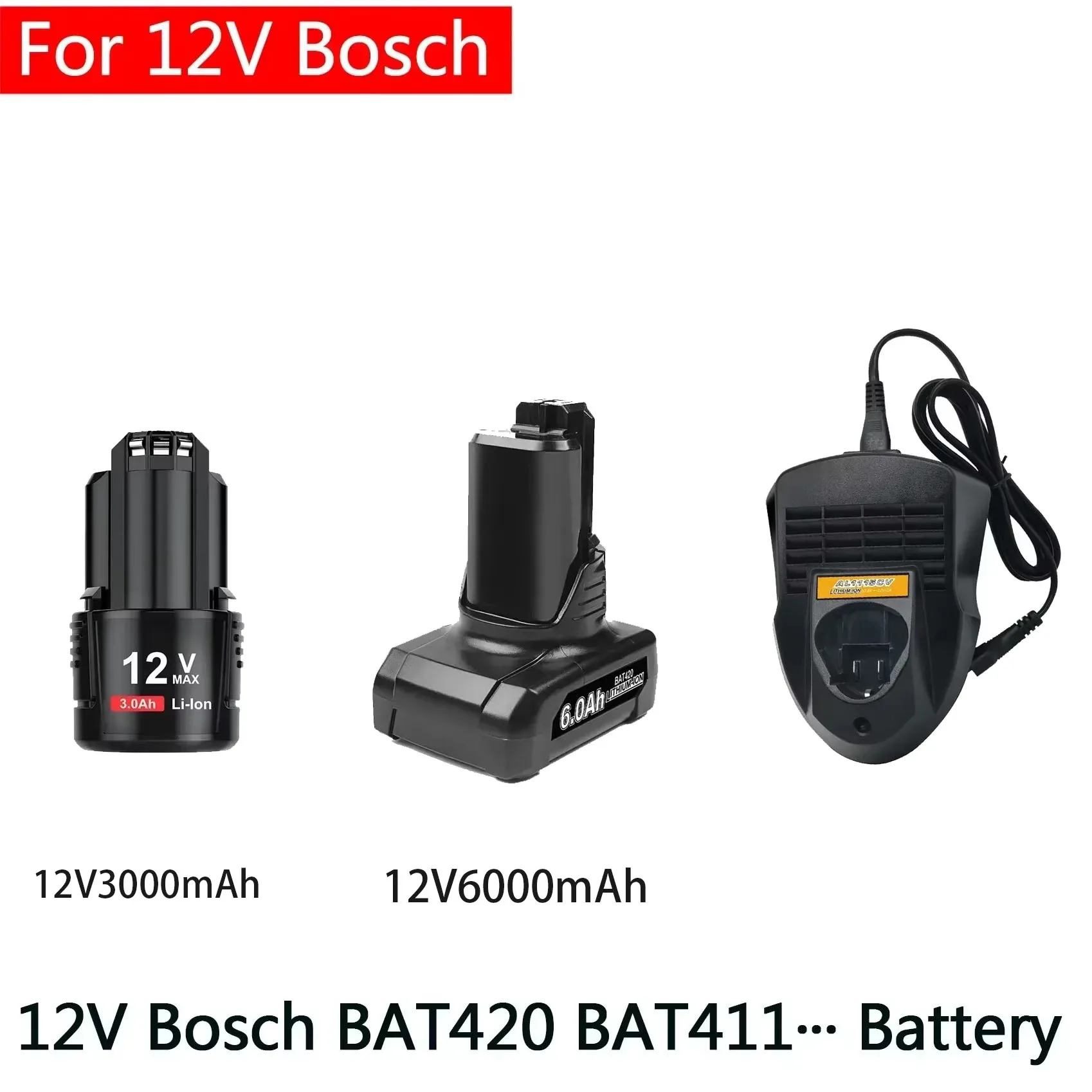 for 12V Bosch Li-ion BAT420 BAT411 Replacement Battery for Bosch BAT411 BAT412 BAT413 BAT414 10.8V Battery Cordless Power Tools