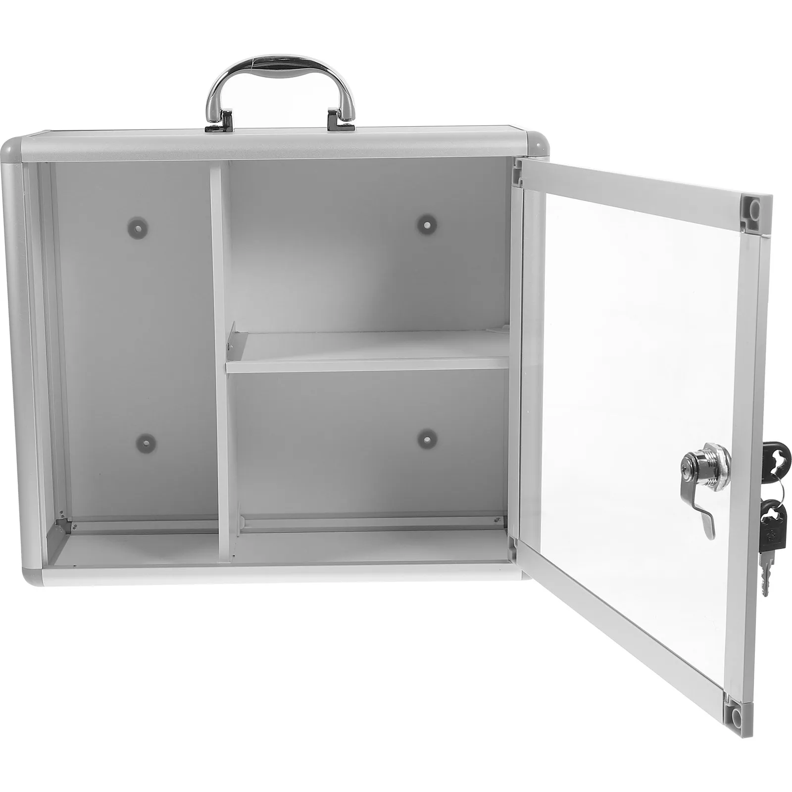 

Multi-grid Lockable Medicine Box Household Emergency Medicine Container Wall Hanging Box with Clear Lid