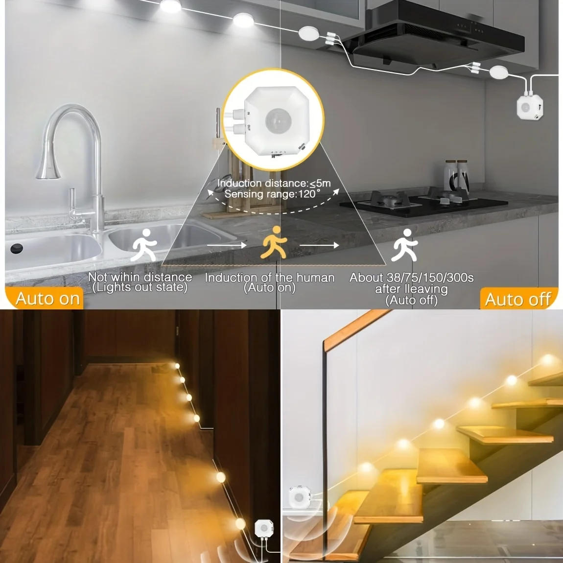 Motion Sensor Light LED Sensor night lights USB LED For Kitchen Cabinet Bedroom Wardrobe Indoor Lighting Night Light