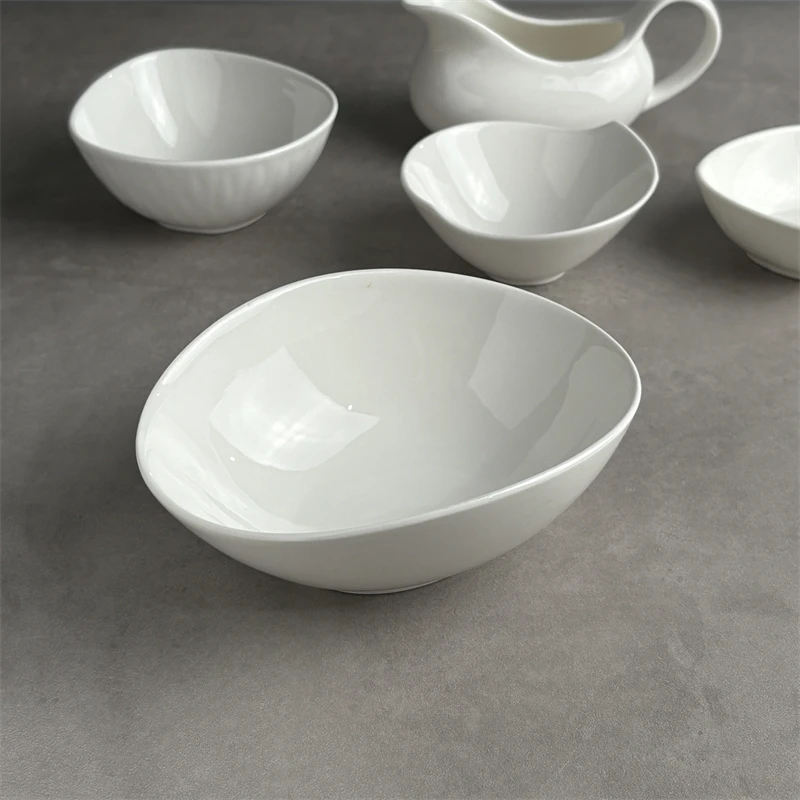 

Ele European Cerc Fruit Salad Bowl Restaurant Commercial Use Irregular ape Restaurant Quali Dinnerware Bowl