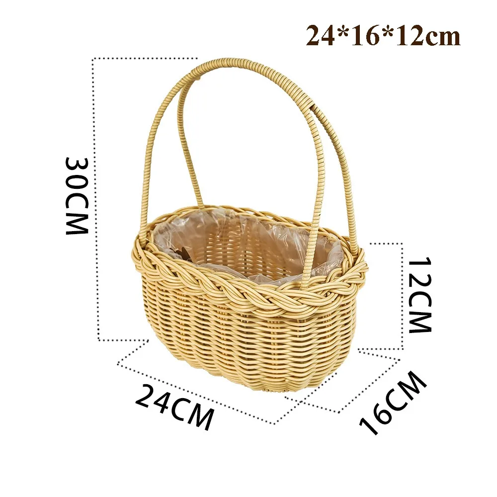 with Handle Imitation Rattan Storage Baskets Handwoven 8 Styles Handhold Weaving Basket Household Home Decoration Braid Basket