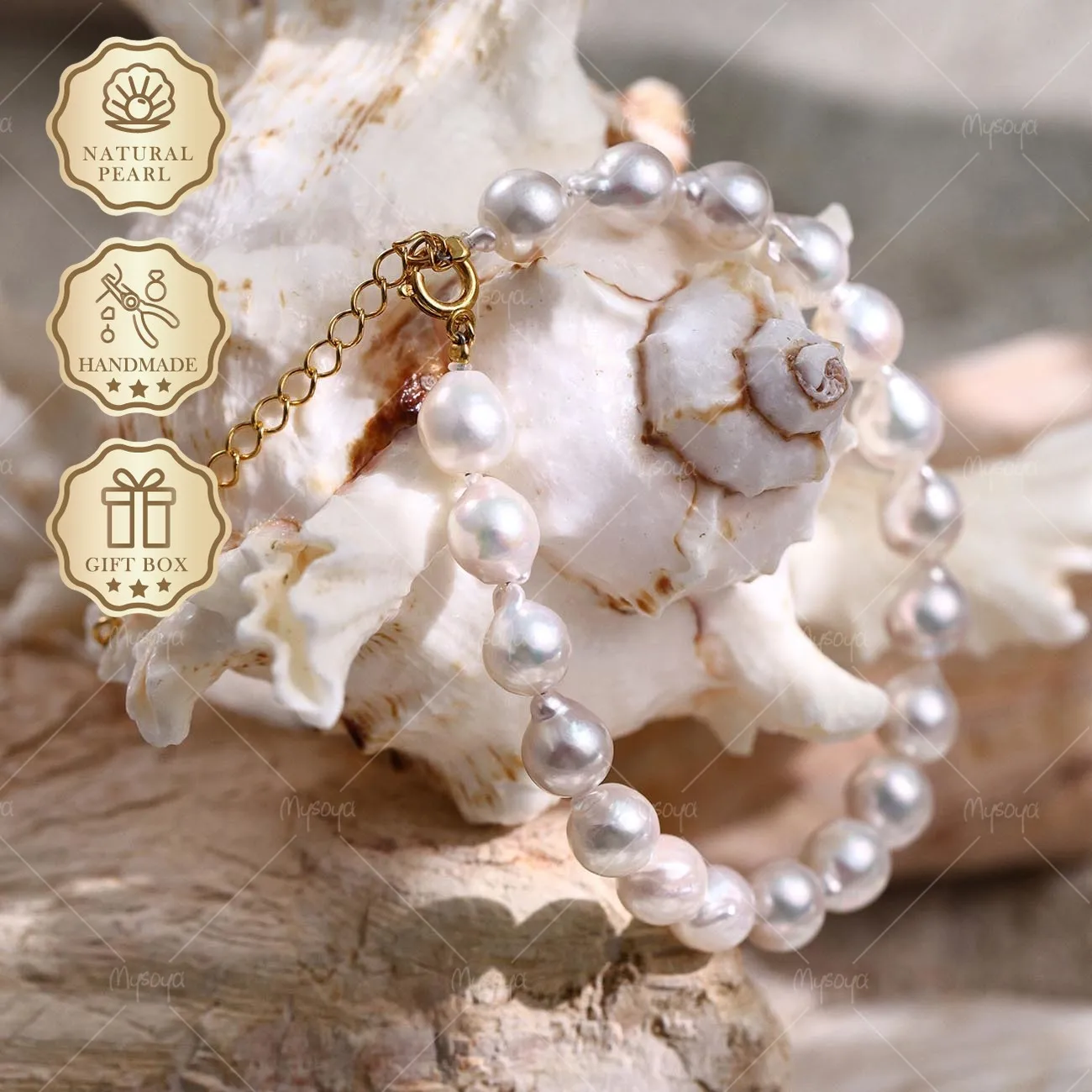 

Mysoya Japan Akoya Baroque Pearl Bracelet 7-7.5mm S925 Clasp & Extender 15.5+5cm Gift Box Valentine's Day Birthday Gift For Her