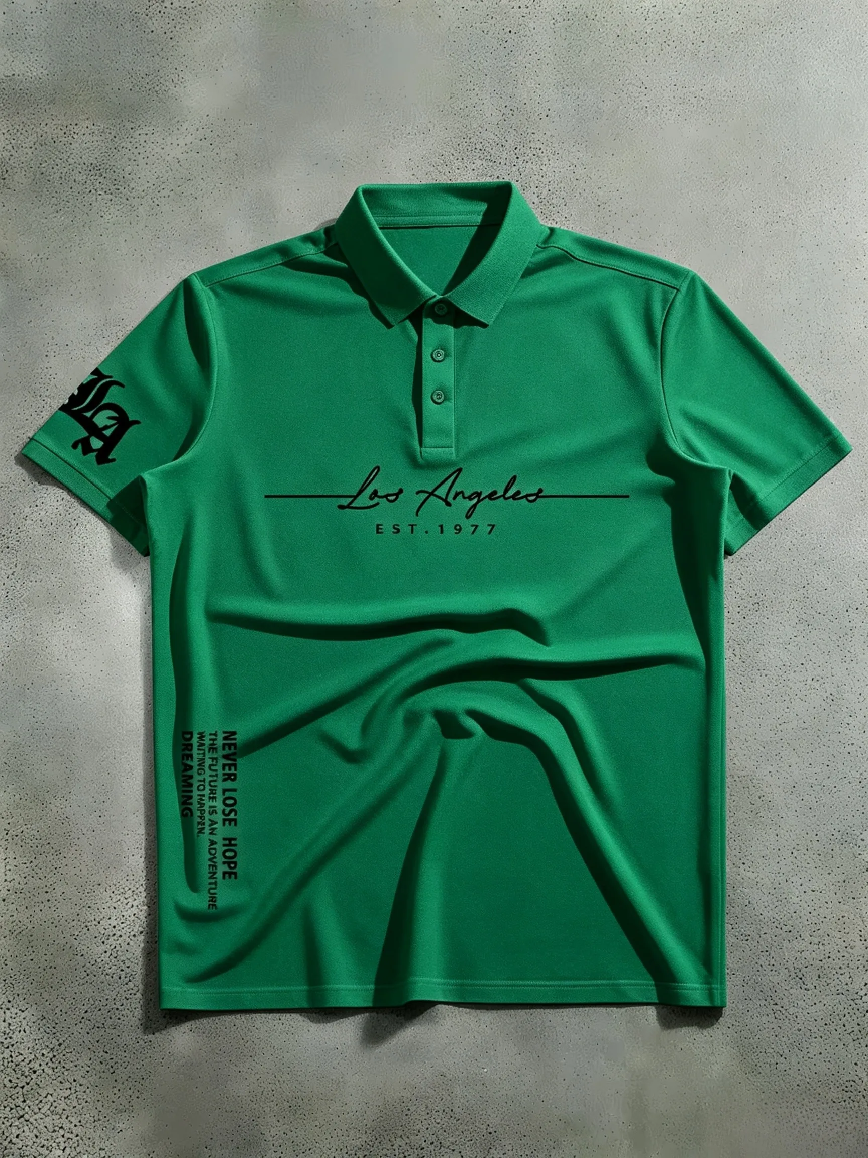 New men's short sleeves with simple and fashionable prints, classic American Gothic style, wearing a niche trend