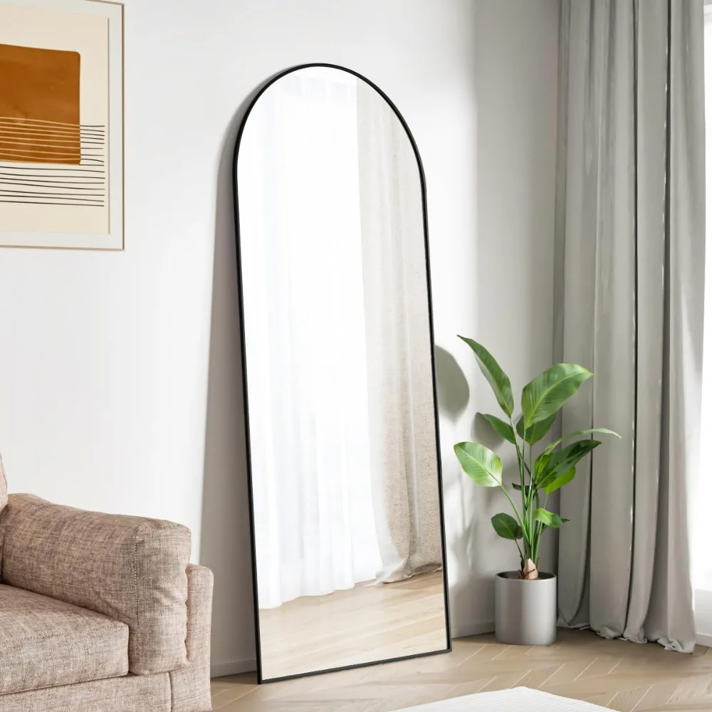 Bathroom Mirror, Elegance in Modern, Contemporary Rooms Black 63x20 Inch Metal Arch Stand Full Length Mirror