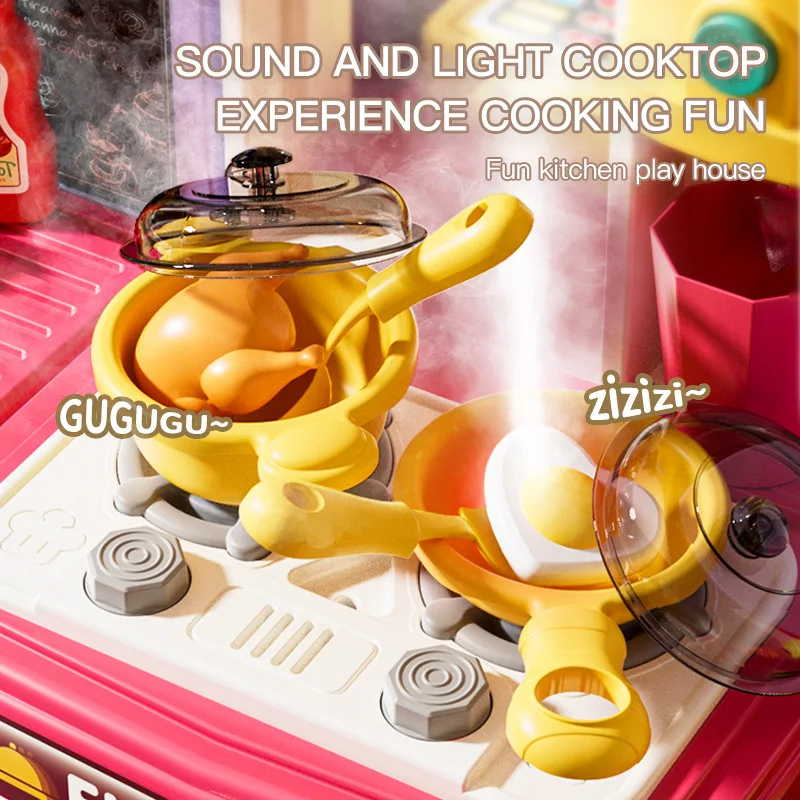 2026 Kids Simulation Double Sided Spray Kitchen Table With Running Water Tableware Cooking Play Supermarket Cash Register Toys
