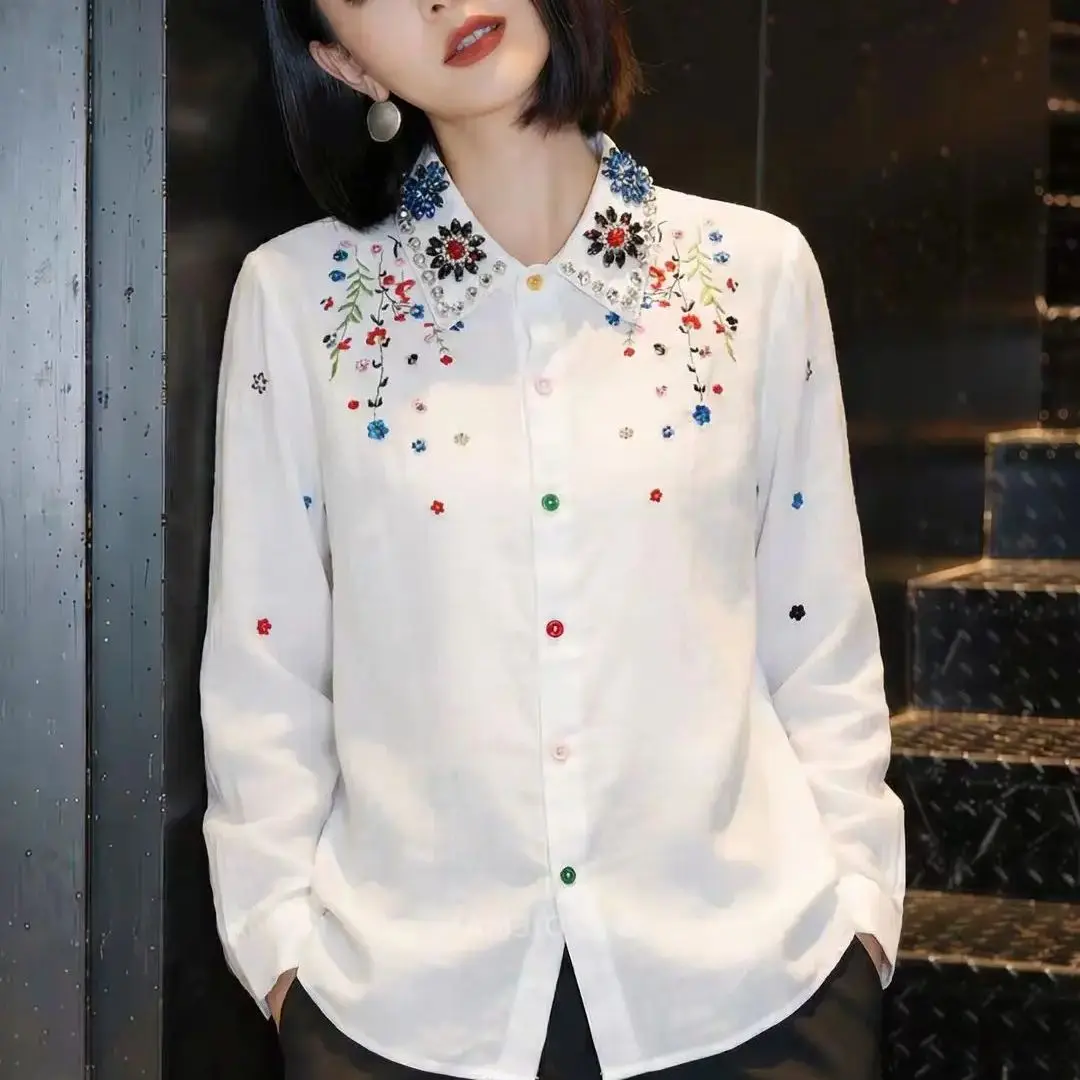 

Мягкие и дышащие блузки и рубашки из хлопковой марли для женщин, тренд весны 2026, с длинным рукавом, черно-белые топы, женская одежда