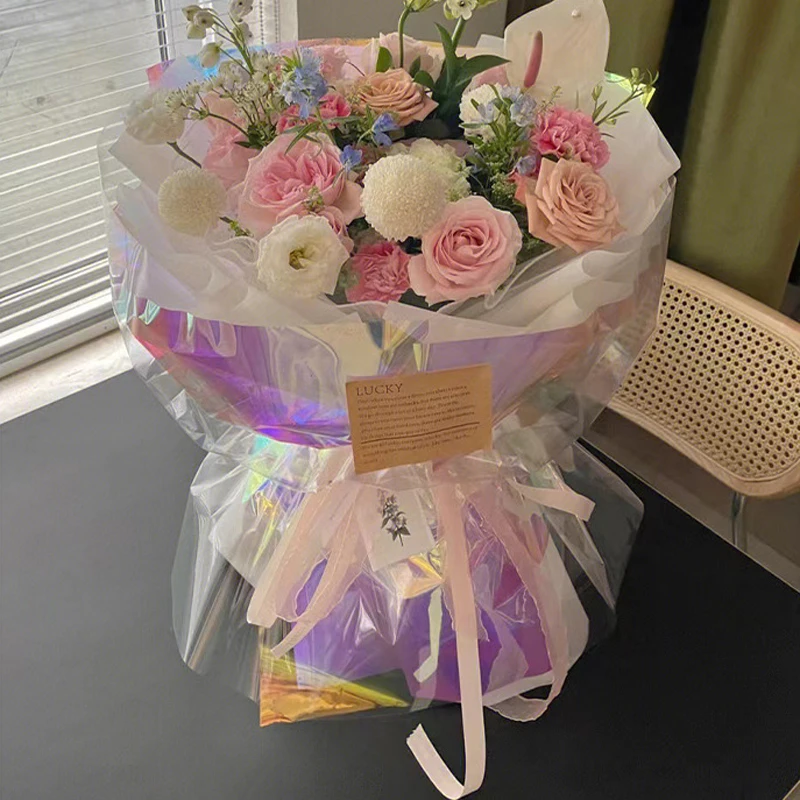 Iridescent Wrapping 20pcs/pack fashionable floral gifts bouquet materials colorful Holographic film art flower paper