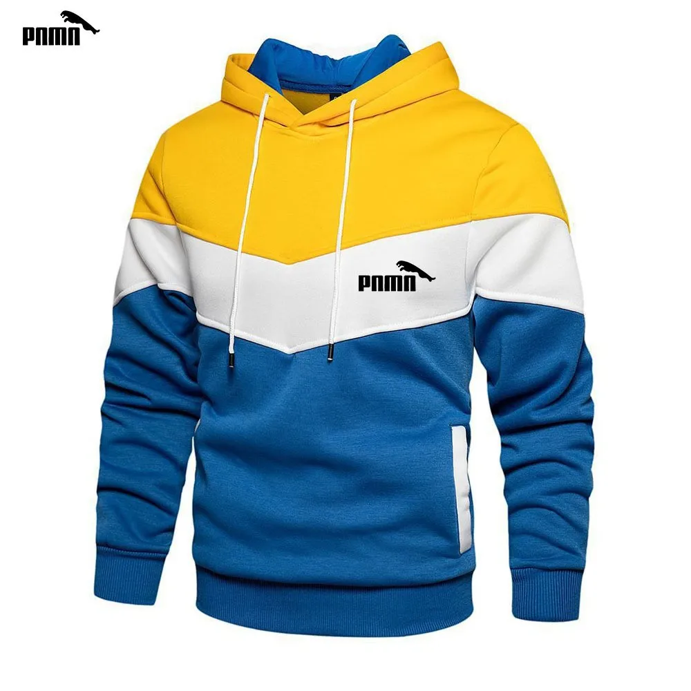 2024 Winter Velvet Warm Fashion Sportswear Casual Jacket Men\'s Three tone Hoodie Sweatshirt